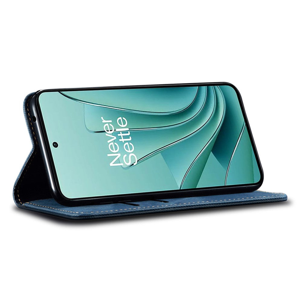 OnePlus Nord CE4 Lite 5G / Oppo K12x 5G (Kina) Fodral Jeans Tygstruktur Läder Plånboksfodral