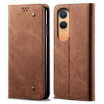 OnePlus Nord CE4 Lite 5G / Oppo K12x 5G (Kina) Fodral Jeans Tygstruktur Läder Plånboksfodral