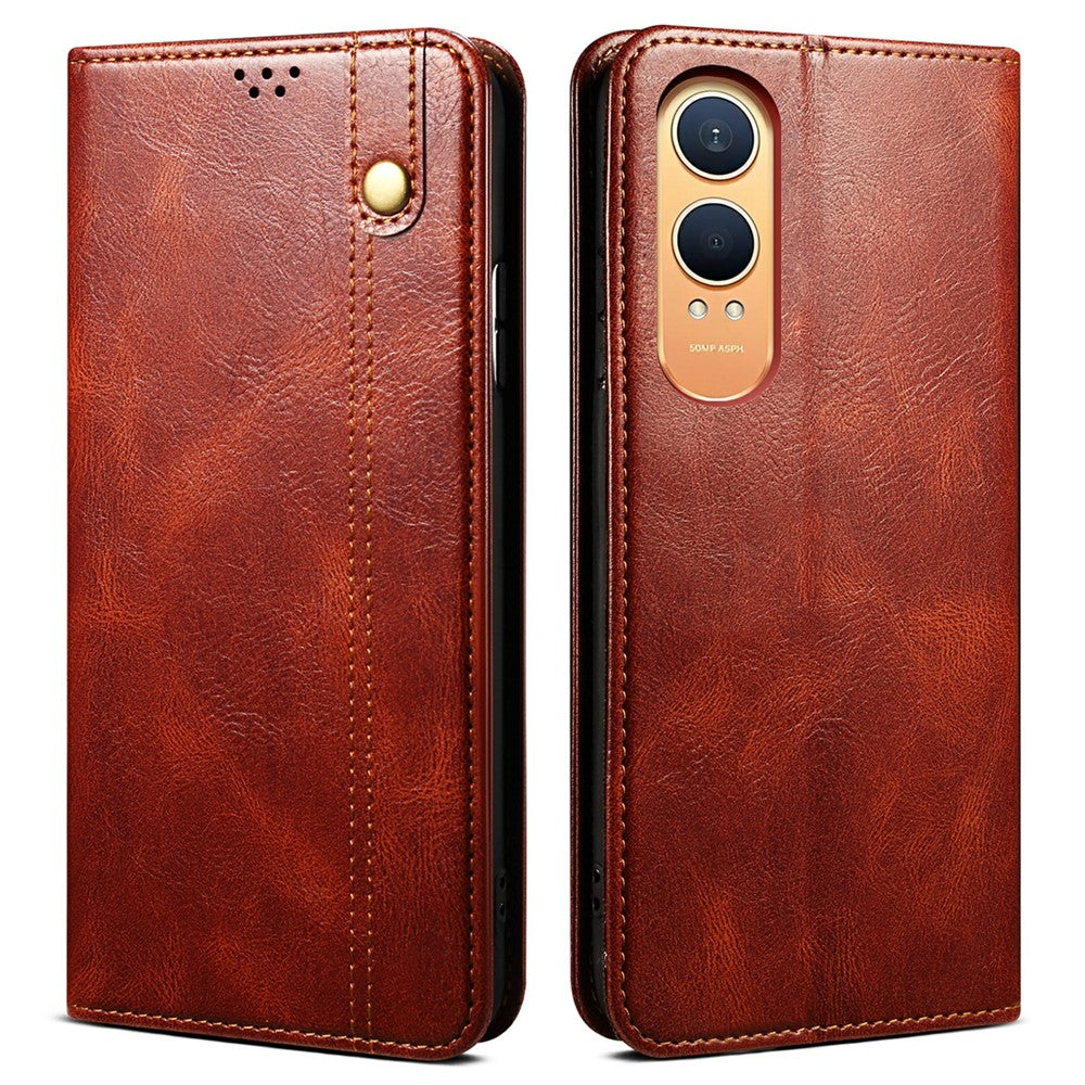 OnePlus Nord CE4 Lite 5G / Oppo K12x 5G (Kina) skal fallskyddande Crazy Horse-textur vaxigt läderfodral