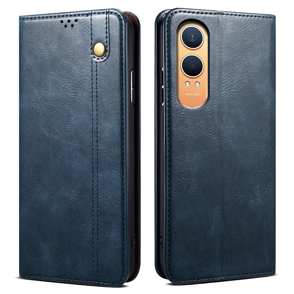 OnePlus Nord CE4 Lite 5G / Oppo K12x 5G (Kina) skal fallskyddande Crazy Horse-textur vaxigt läderfodral