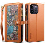 ESEBLE Galaxy Series For iPhone 16 Pro Case Leather Phone Cover with RFID Blocking Wallet