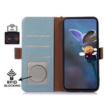 For Samsung Galaxy S24 FE Phone Case RFID Blocking Textured Genuine Cow Leather Flip Cover