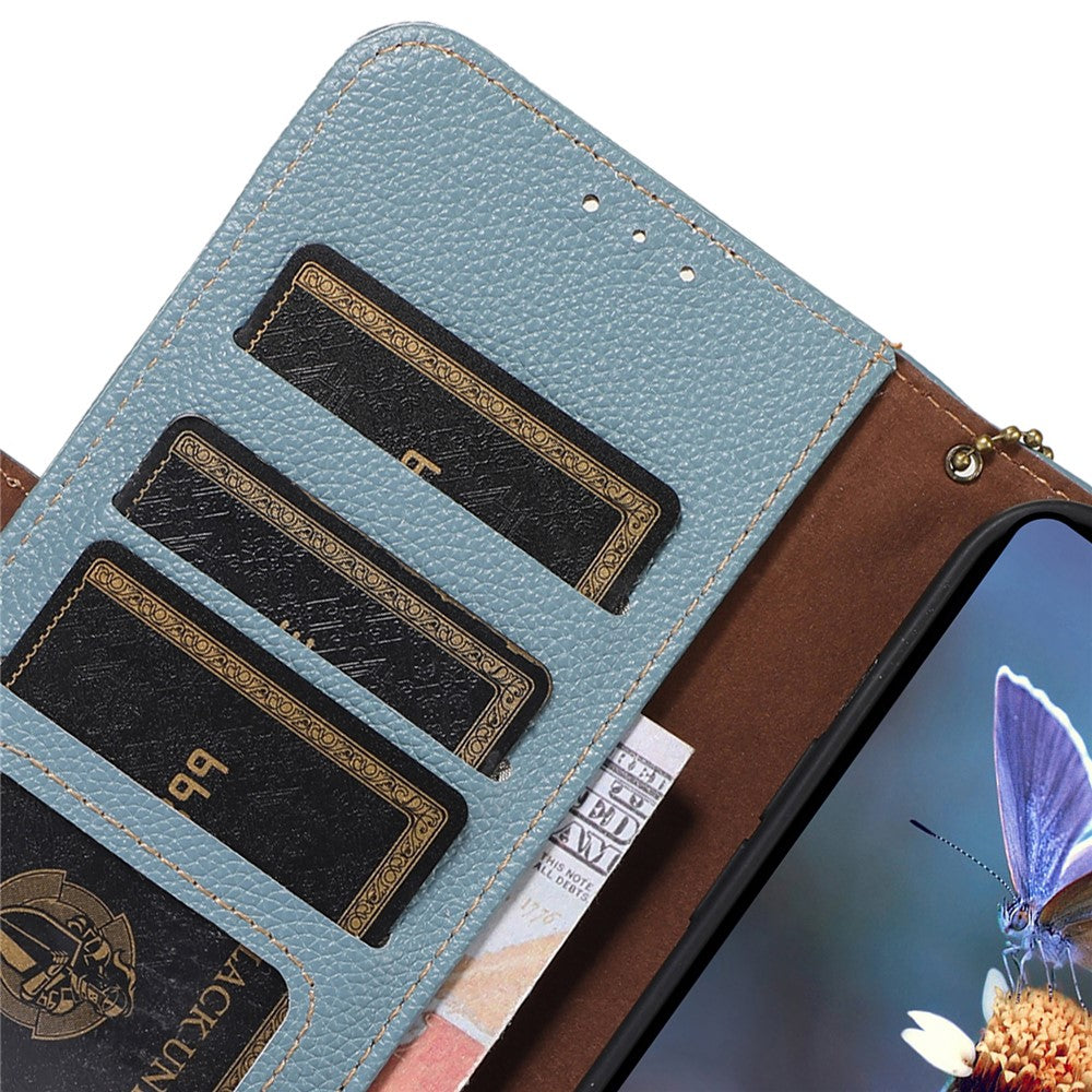 For Samsung Galaxy S24 FE Phone Case RFID Blocking Textured Genuine Cow Leather Flip Cover
