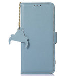 For Samsung Galaxy S24 FE Phone Case RFID Blocking Textured Genuine Cow Leather Flip Cover