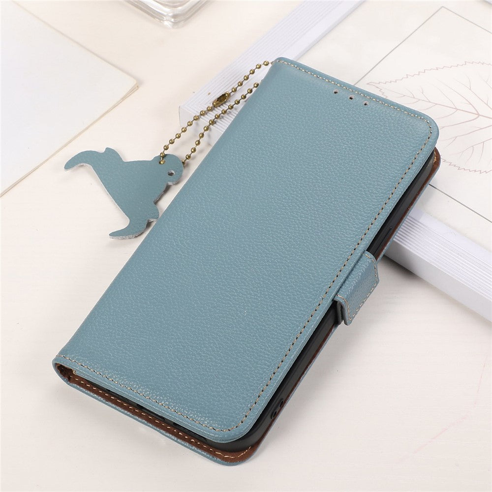 For Samsung Galaxy S24 FE Phone Case RFID Blocking Textured Genuine Cow Leather Flip Cover