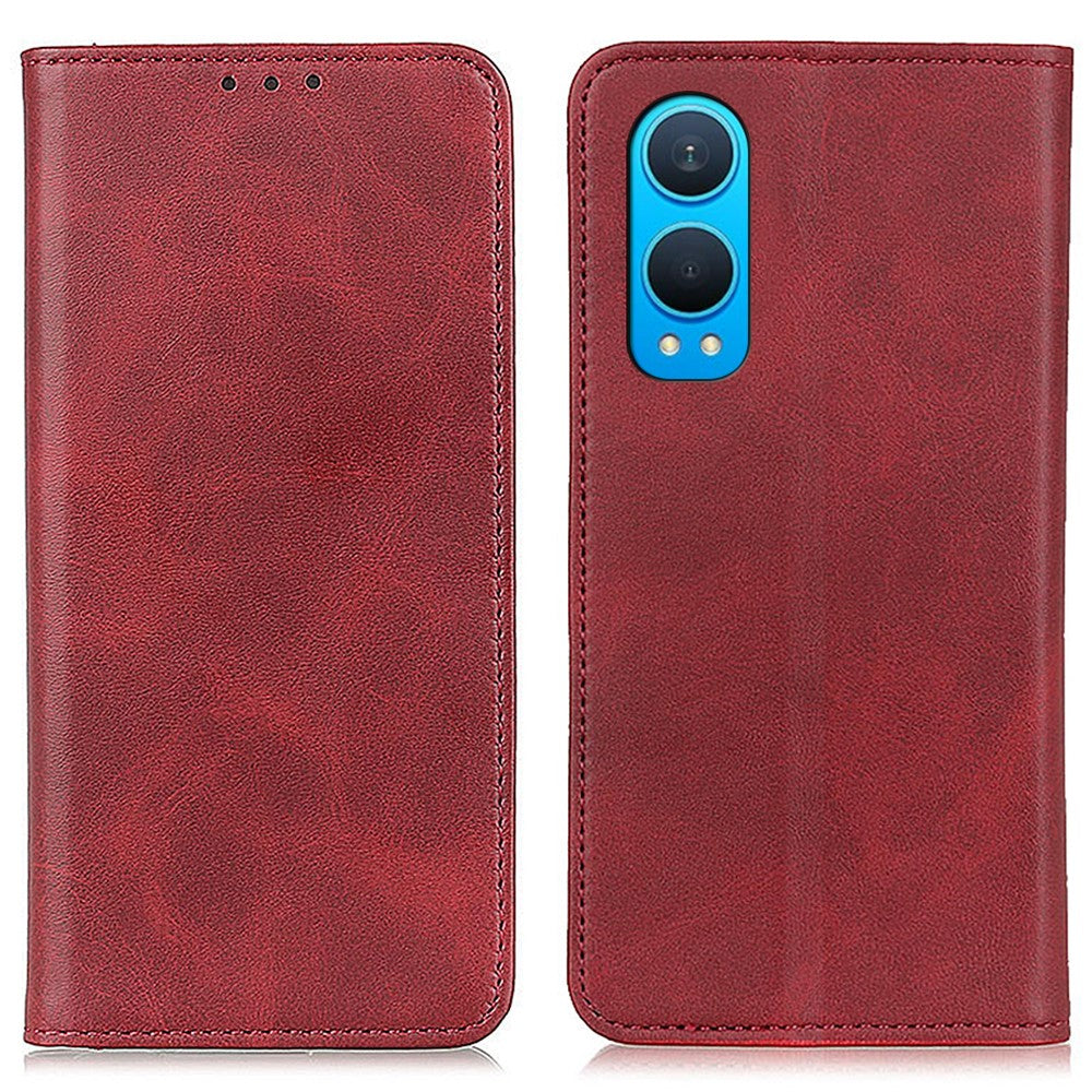 OnePlus Nord CE4 Lite 5G / Oppo K12x 5G (Kina) Plånboksfodral i kohudstruktur, delat läder, mobilfodral