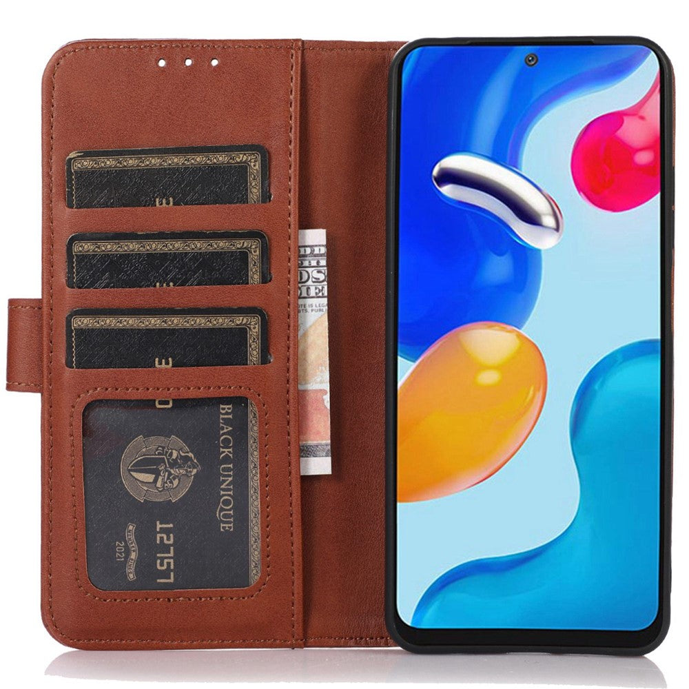 Tegnebogsetui i læder med koskindstekstur og stativ til OnePlus Nord CE4 Lite 5G / Oppo K12x 5G (Kina)