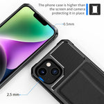 iPhone 14 ZM02 Korthållare mobilskal Förbättrade Hörn PU-läder + TPU-fodral med Bilfäste Metallplåt