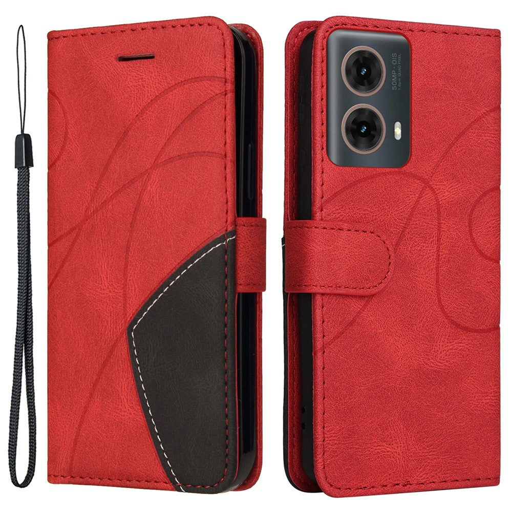 For Motorola Moto G85 5G / S50 Neo 5G Leather Case Wallet Stand Color Splicing Phone Cover