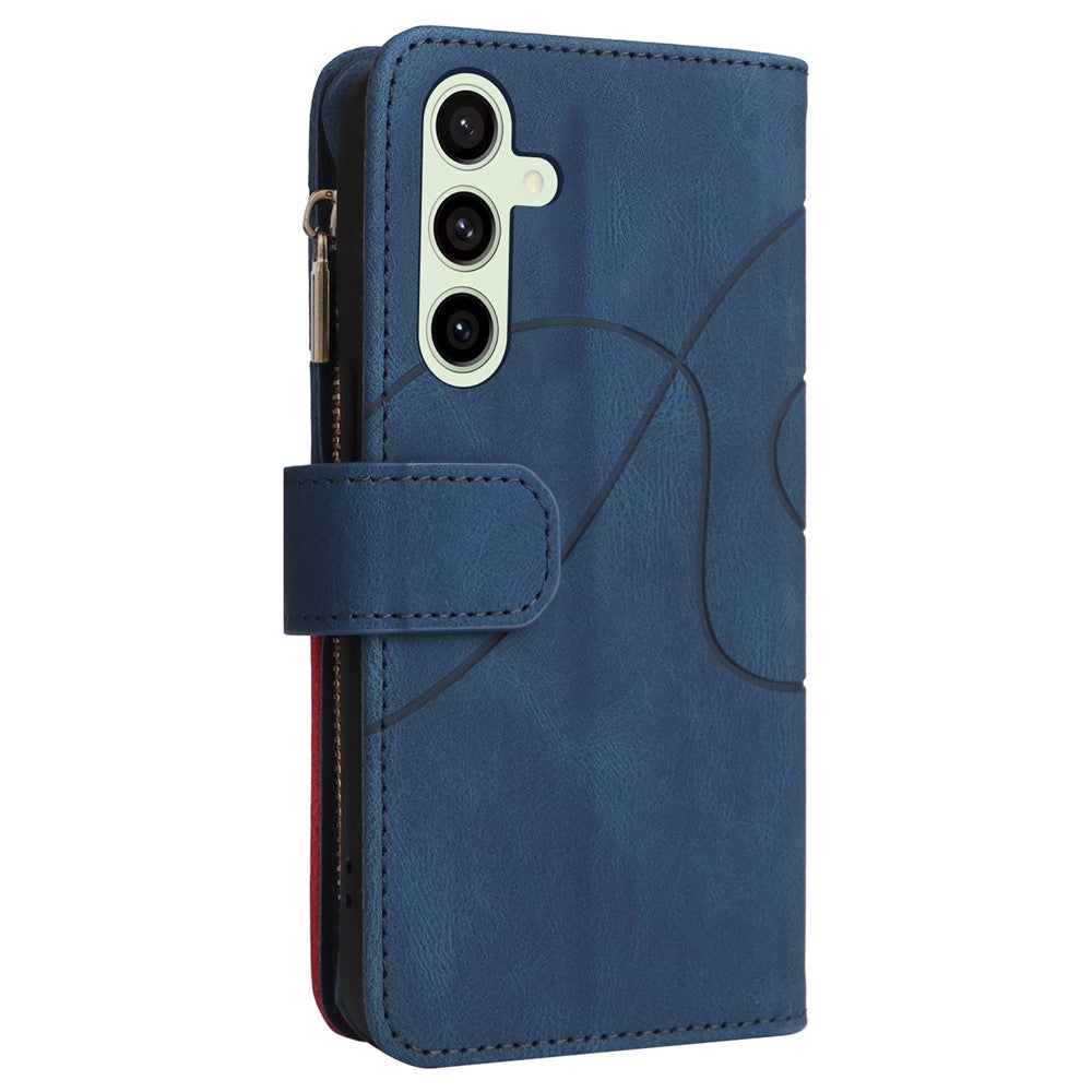 For Samsung Galaxy S24 FE Leather Case with Strap Zipper 9 Card Slot Phone Cover Stand