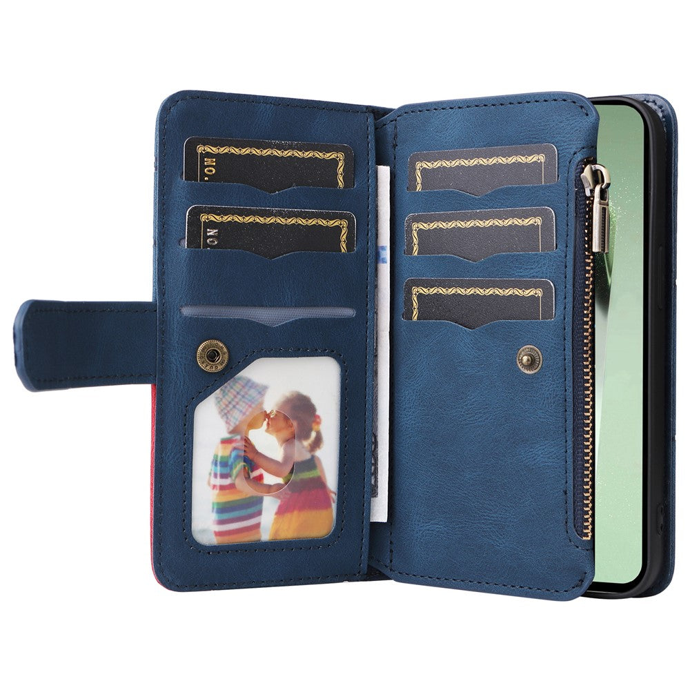 For Samsung Galaxy S24 FE Leather Case with Strap Zipper 9 Card Slot Phone Cover Stand