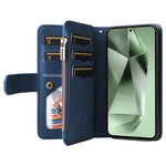 For Samsung Galaxy S24 FE Leather Case with Strap Zipper 9 Card Slot Phone Cover Stand