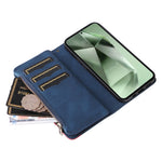 For Samsung Galaxy S24 FE Leather Case with Strap Zipper 9 Card Slot Phone Cover Stand