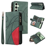 For Samsung Galaxy S24 FE Leather Case with Strap Zipper 9 Card Slot Phone Cover Stand