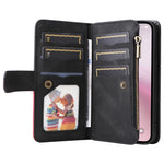 For iPhone 17e / 16e Leather Case with Strap Zipper 9 Card Slot Phone Cover Stand