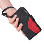For iPhone 17e / 16e Leather Case with Strap Zipper 9 Card Slot Phone Cover Stand