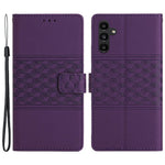 For Samsung Galaxy S24 FE Case PU Leather Flip Phone Cover Rhombus Pattern