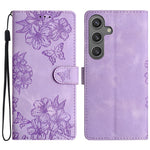 For Samsung Galaxy S24 FE Case Wallet Leather Flip Phone Cover Skin-Touch Butterfly Flower Pattern