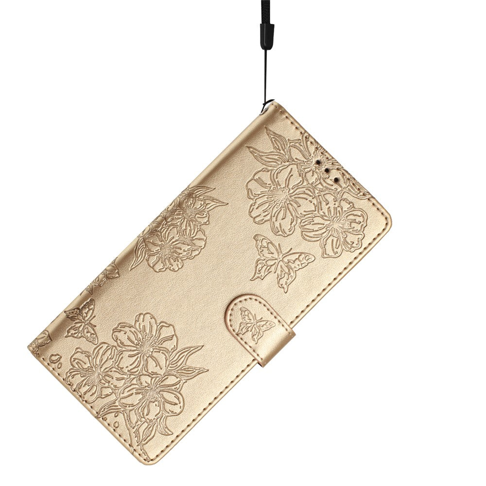 For Samsung Galaxy S24 FE Case PU Leather Imprinting Phone Cover with Card Slot Holder Stand