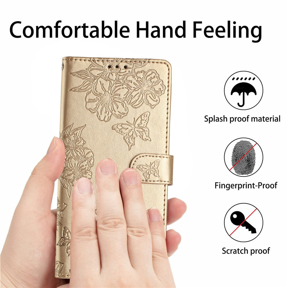 For Samsung Galaxy S24 FE Case PU Leather Imprinting Phone Cover with Card Slot Holder Stand