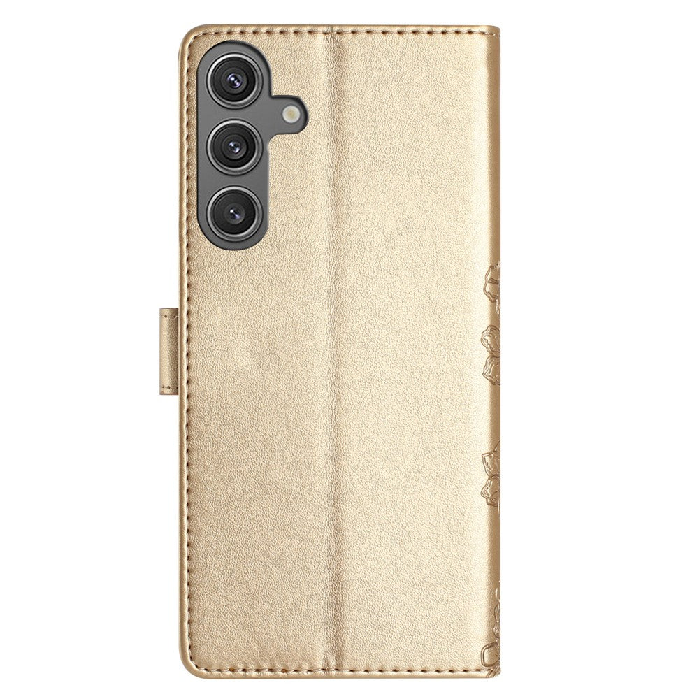 For Samsung Galaxy S24 FE Case PU Leather Imprinting Phone Cover with Card Slot Holder Stand