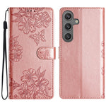 For Samsung Galaxy S24 FE Case PU Leather Imprinting Phone Cover with Card Slot Holder Stand
