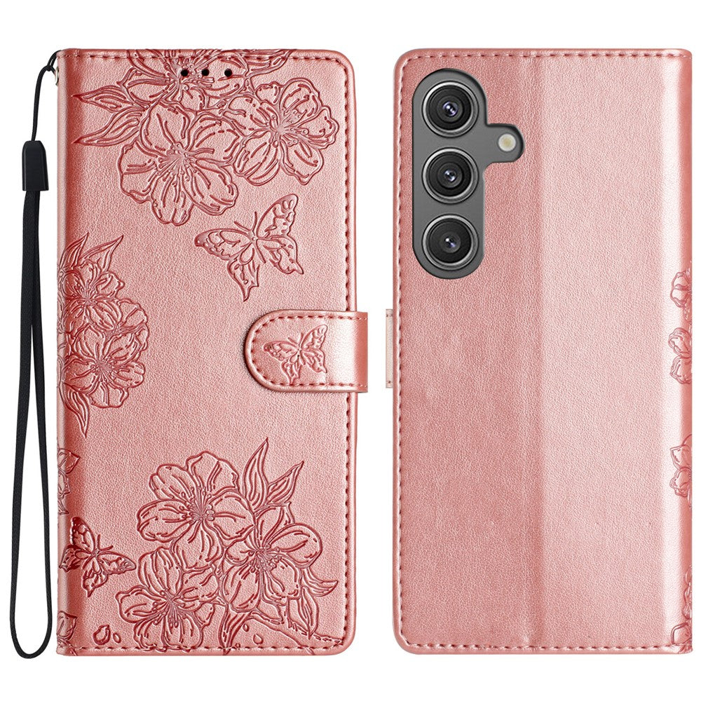 For Samsung Galaxy S24 FE Case PU Leather Imprinting Phone Cover with Card Slot Holder Stand