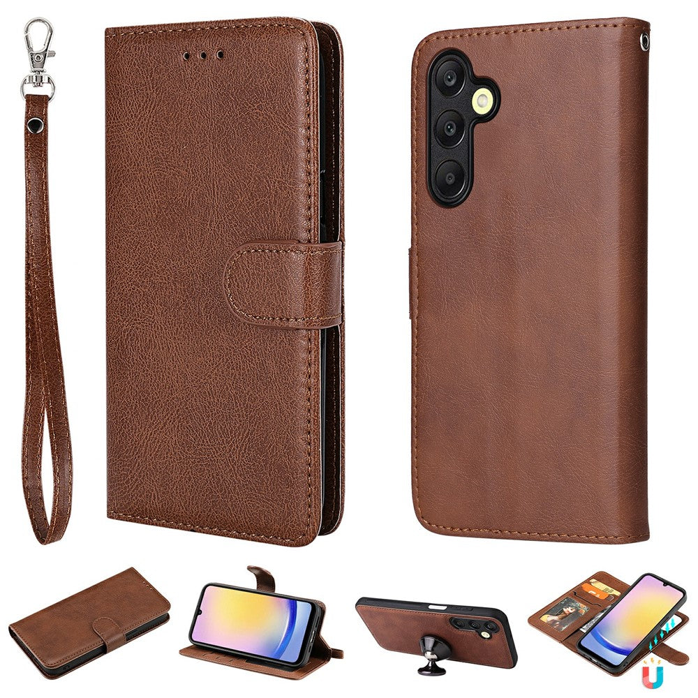 For Samsung Galaxy A25 5G (Global) (161.0 x 76.5 x 8.3mm) Case 2 in 1 Detachable Magnetic Leather Wallet Mobile Cover with Strap