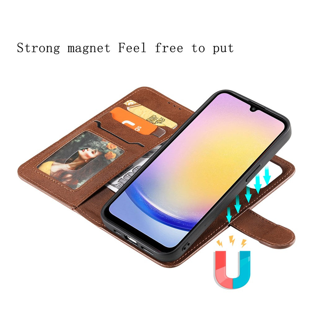 For Samsung Galaxy A25 5G (Global) (161.0 x 76.5 x 8.3mm) Case 2 in 1 Detachable Magnetic Leather Wallet Mobile Cover with Strap