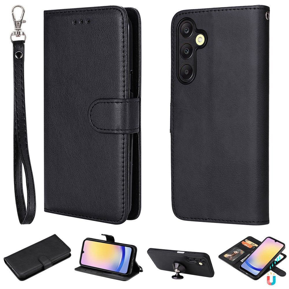 For Samsung Galaxy A25 5G (Global) (161.0 x 76.5 x 8.3mm) Case 2 in 1 Detachable Magnetic Leather Wallet Mobile Cover with Strap