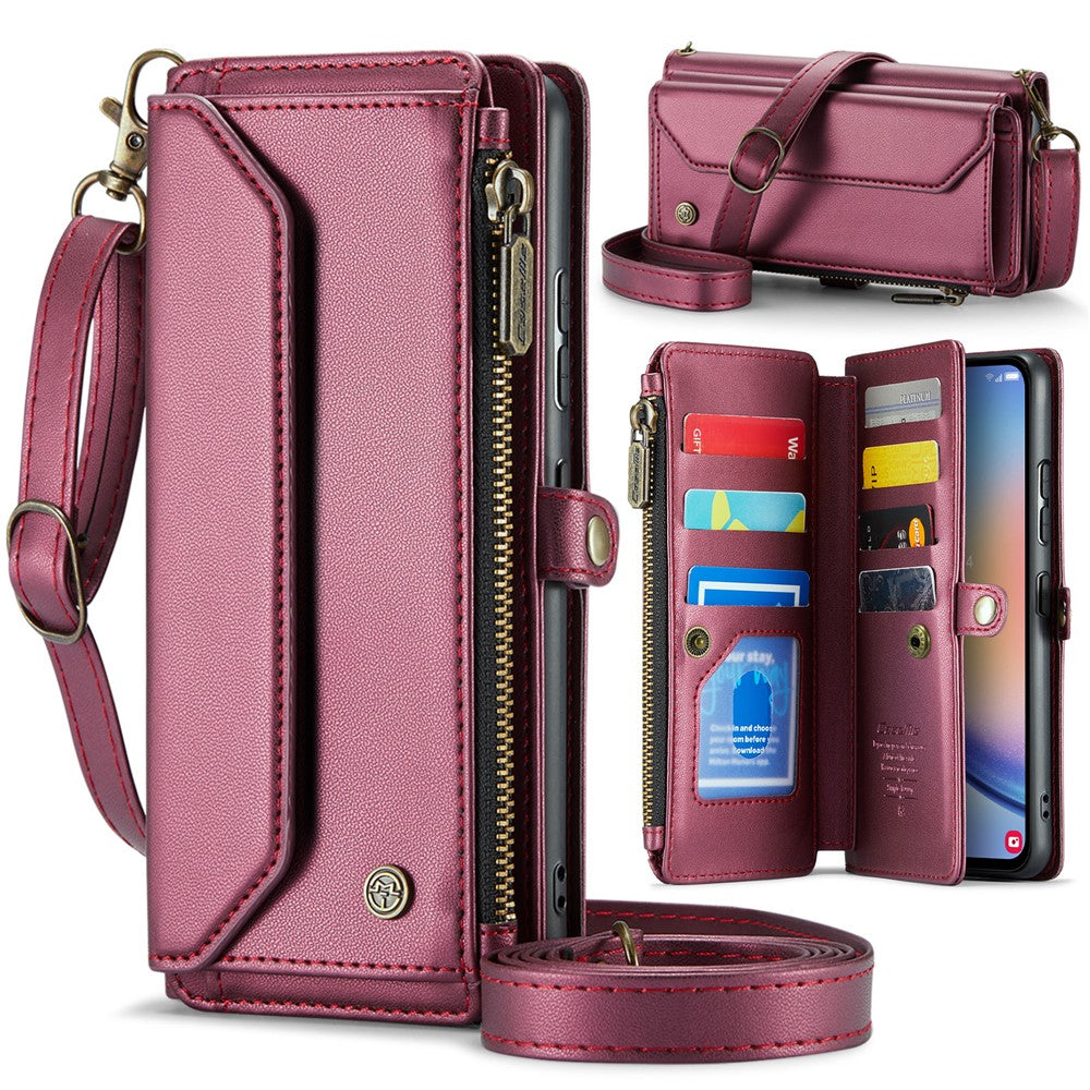 Läderfodral för Samsung Galaxy A34 5G CASEME C36 Dragkedja med flera kortplatser och remmar