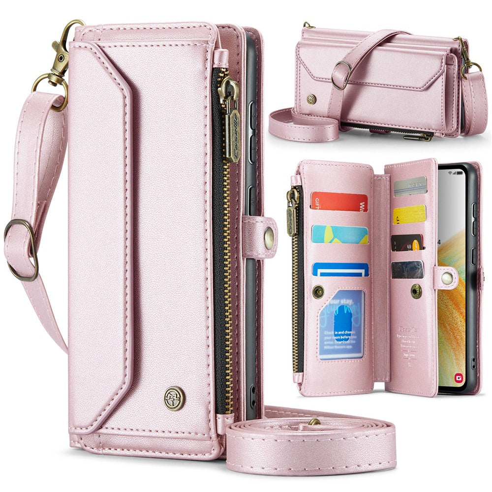 Til Samsung Galaxy A33 5G læderetui CASEME C36 lynlås med flere kortlommer telefoncover med remme