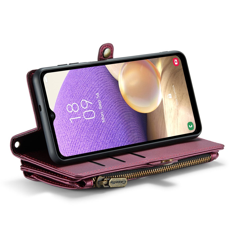 Til Samsung Galaxy A32 5G / M32 5G lædercover CASEME C36 lynlås, flere kortpladser telefoncover med remme