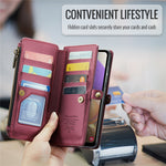 Til Samsung Galaxy A32 5G / M32 5G lædercover CASEME C36 lynlås, flere kortpladser telefoncover med remme