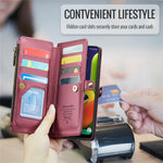 For Samsung Galaxy A30s / A50s / A50 Leather Case CASEME C36 Zipper Multiple Card Slots Phone Cover with Straps