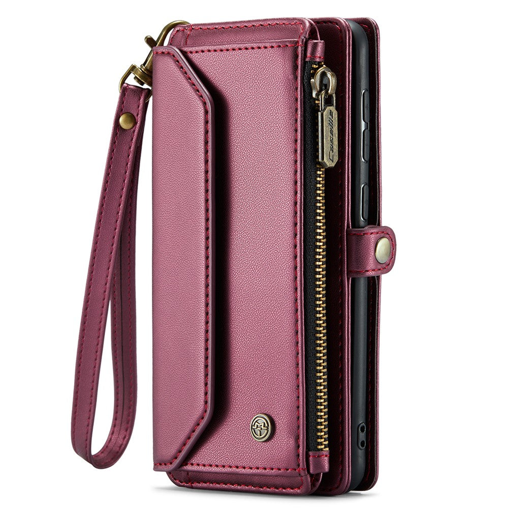 For Samsung Galaxy A30s / A50s / A50 Leather Case CASEME C36 Zipper Multiple Card Slots Phone Cover with Straps