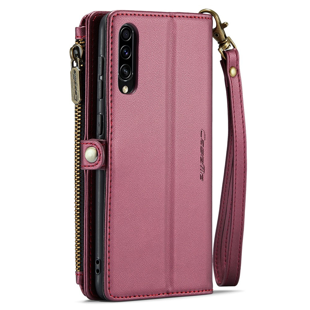 For Samsung Galaxy A30s / A50s / A50 Leather Case CASEME C36 Zipper Multiple Card Slots Phone Cover with Straps