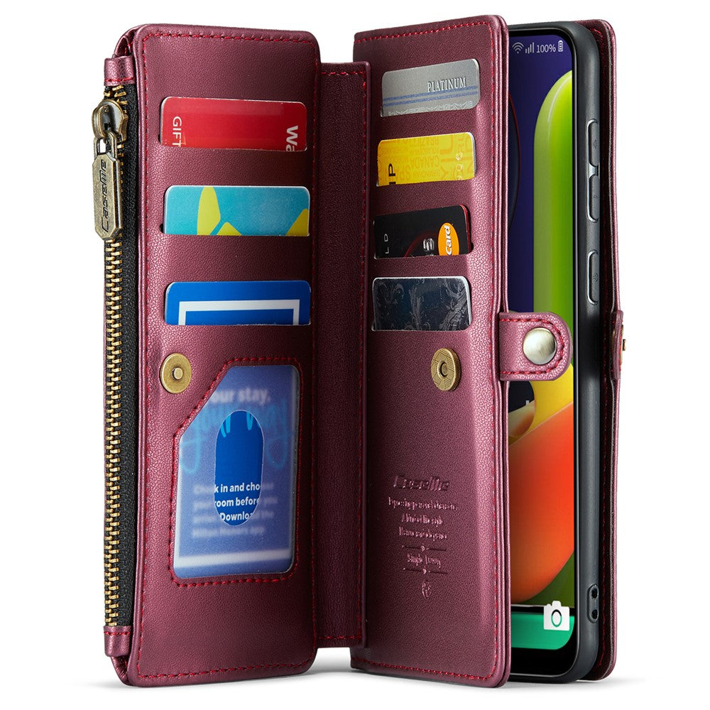 For Samsung Galaxy A30s / A50s / A50 Leather Case CASEME C36 Zipper Multiple Card Slots Phone Cover with Straps