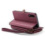 For Samsung Galaxy A30s / A50s / A50 Leather Case CASEME C36 Zipper Multiple Card Slots Phone Cover with Straps