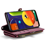 For Samsung Galaxy A30s / A50s / A50 Leather Case CASEME C36 Zipper Multiple Card Slots Phone Cover with Straps