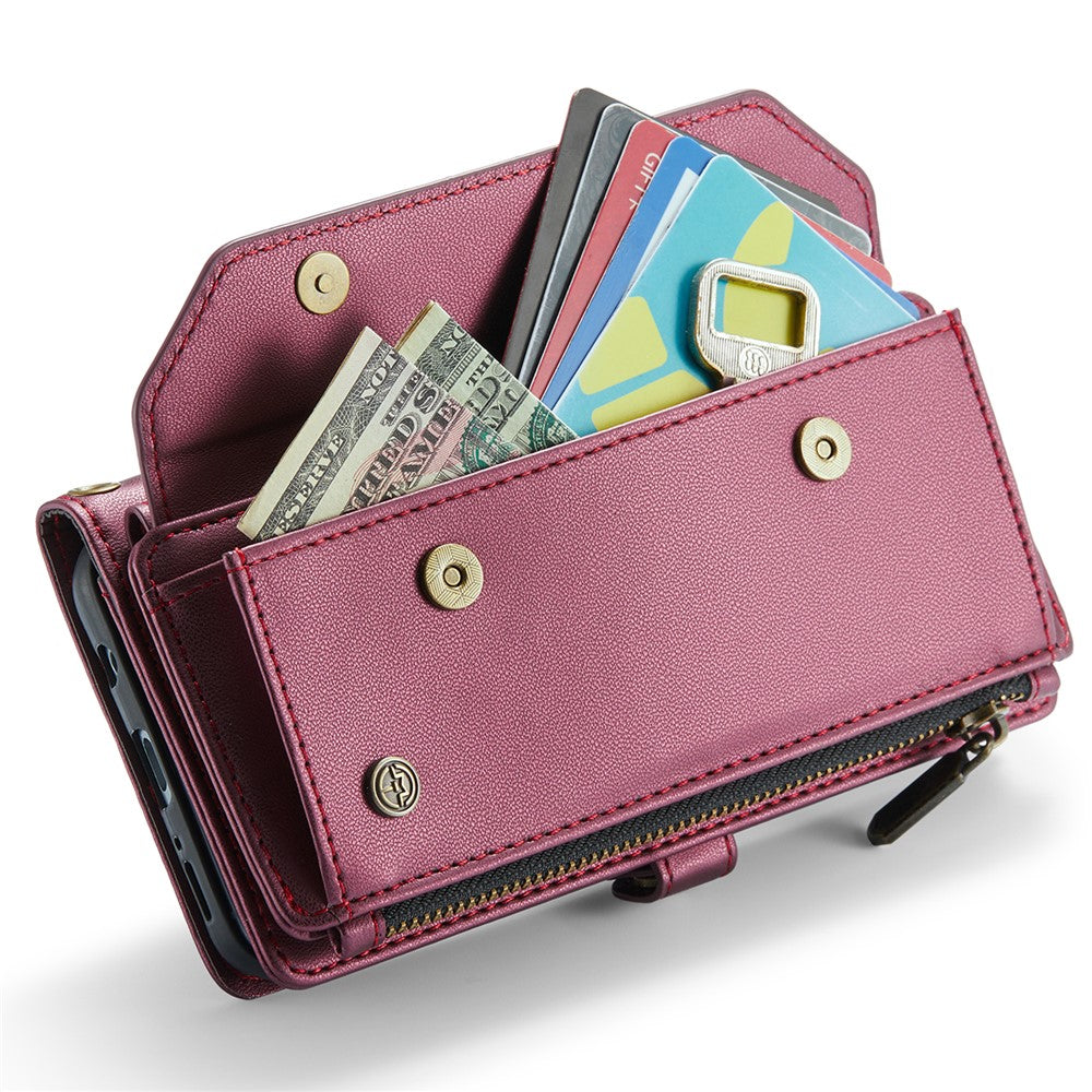 For Samsung Galaxy A30s / A50s / A50 Leather Case CASEME C36 Zipper Multiple Card Slots Phone Cover with Straps