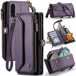 For Samsung Galaxy A30s / A50s / A50 Leather Case CASEME C36 Zipper Multiple Card Slots Phone Cover with Straps