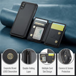 JEEHOOD J05 For iPhone XS Max Case Leather Mobile Cover with Detachable Magnetic Card Bag