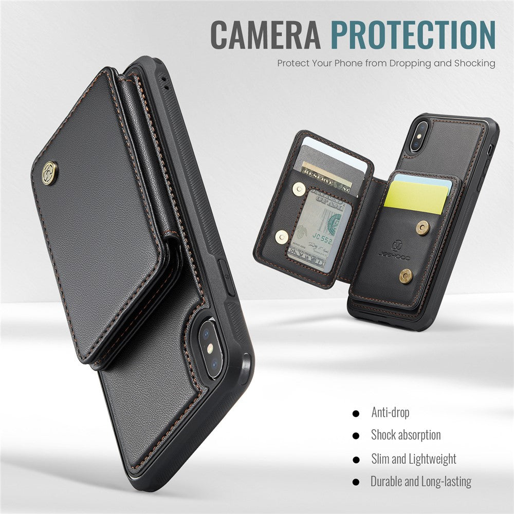 JEEHOOD J05 For iPhone XS Max Case Leather Mobile Cover with Detachable Magnetic Card Bag