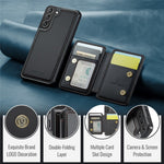JEEHOOD J05 För Samsung Galaxy S21 5G / S21 4G Läderfodral Mobilskal med Avtagbar Magnetisk Korthållare