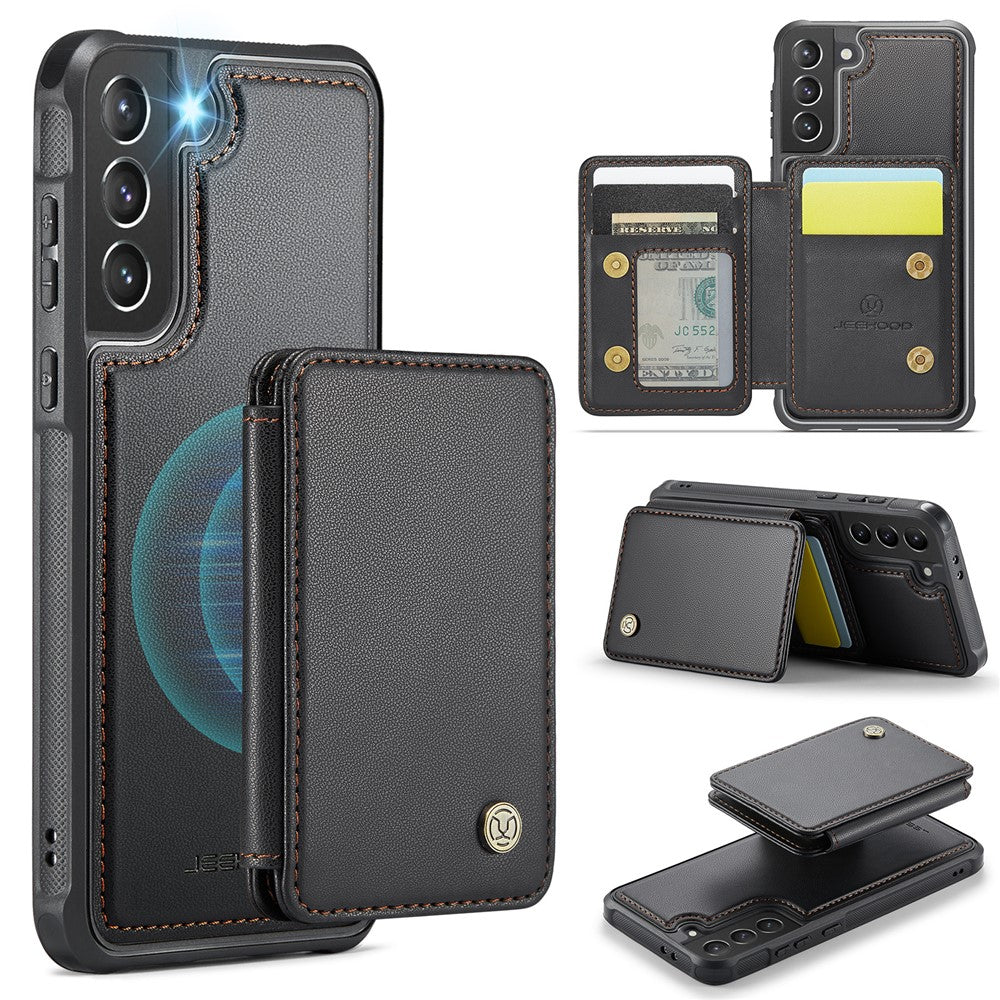 JEEHOOD J05 For Samsung Galaxy S21 5G / S21 4G Case Leather Mobile Cover with Detachable Magnetic Card Bag