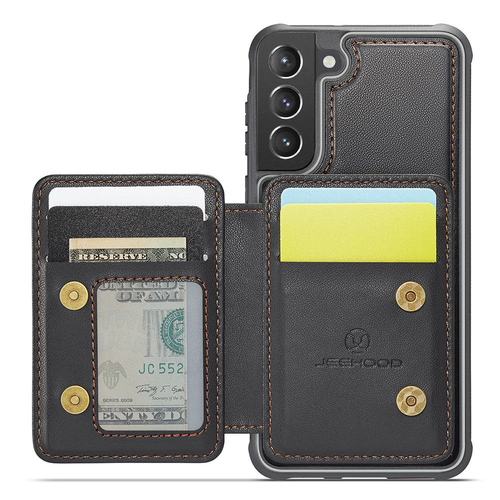 JEEHOOD J05 För Samsung Galaxy S21 5G / S21 4G Läderfodral Mobilskal med Avtagbar Magnetisk Korthållare