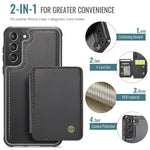 JEEHOOD J05 För Samsung Galaxy S21 5G / S21 4G Läderfodral Mobilskal med Avtagbar Magnetisk Korthållare