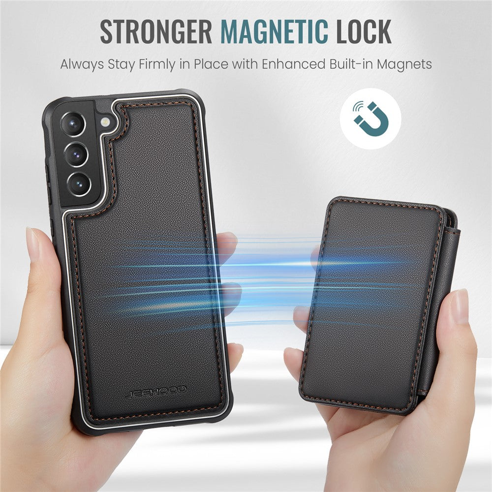 JEEHOOD J05 För Samsung Galaxy S21 5G / S21 4G Läderfodral Mobilskal med Avtagbar Magnetisk Korthållare