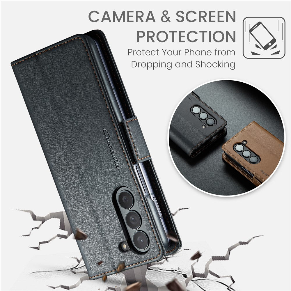 For Samsung Galaxy Z Fold6 5G Leather Case CASEME 023 RFID Blocking 3 Card Slot Mobile Cover
